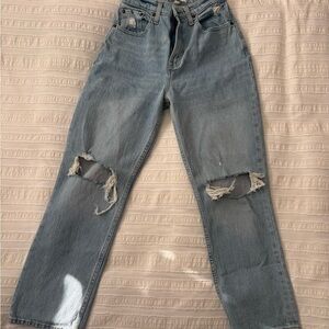 Abercrombie & Fitch Curve Love Light Blue Ripped Jeans